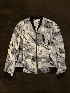 Helmut Lang Silk Marble Lightweight Bomber Jacket